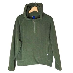 Kit and Ace 1/4 Zip Fleece Hoodie Long Sleeve Green Comfy Oversized Women’s MED